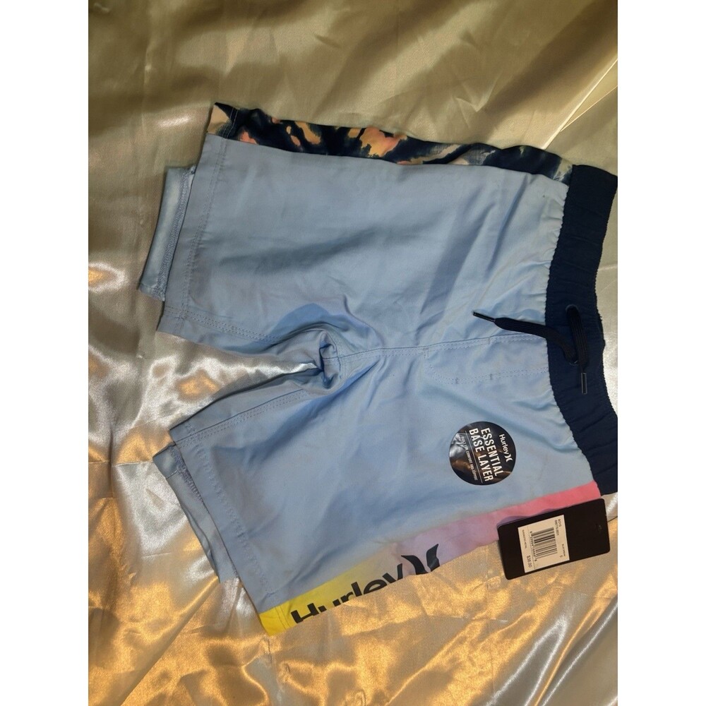 NWT Hurley Boys Essential Base Layer Swim Shorts Trunks Blue Tie-Dye Size 5